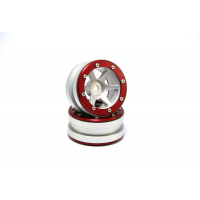 Beadlock Wheels PT- Slingshot Silver/Red 1.9 (2 pcs)