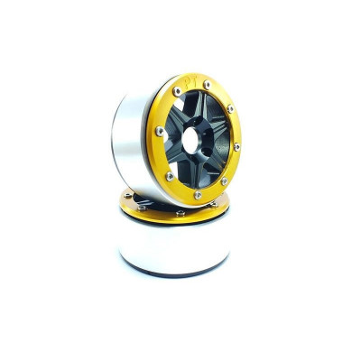 Beadlock Wheels PT-Sixstar Black/Gold 1.9 1.9 w/o hub