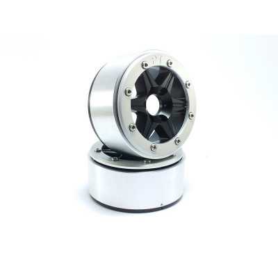 Beadlock Wheels PT-Sixstar Black/Silver 1.9 w/o hub
